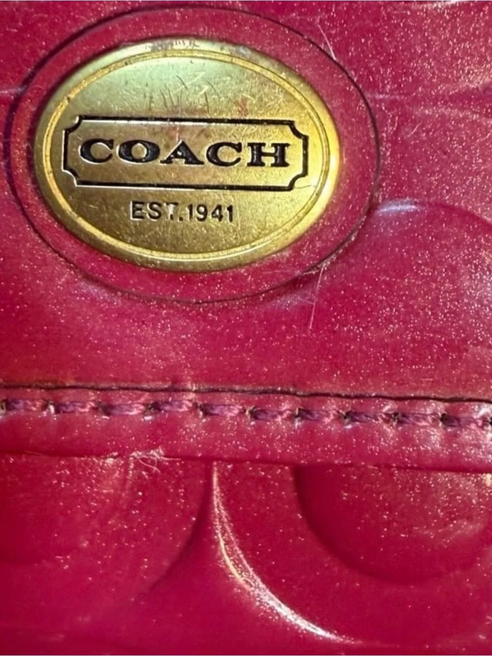 Coach Patent Embossed Signature Wallet - Berry